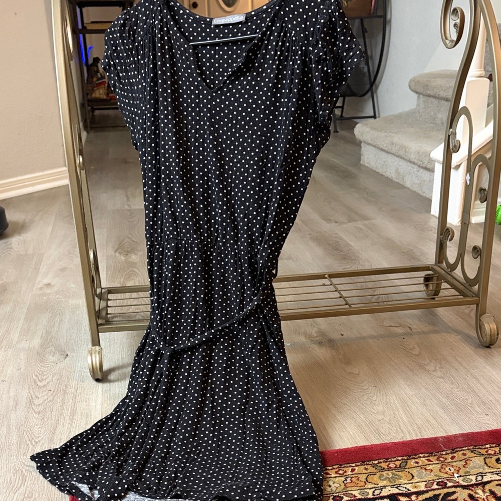 Loveappella Black Polka Dot Midi Dress